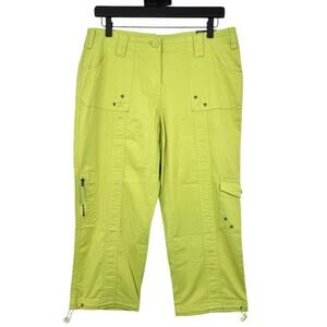 Style & Co NEW Capri Pants Size 10P Lime Green Cargo Utility Y2K Streetwear Gorp